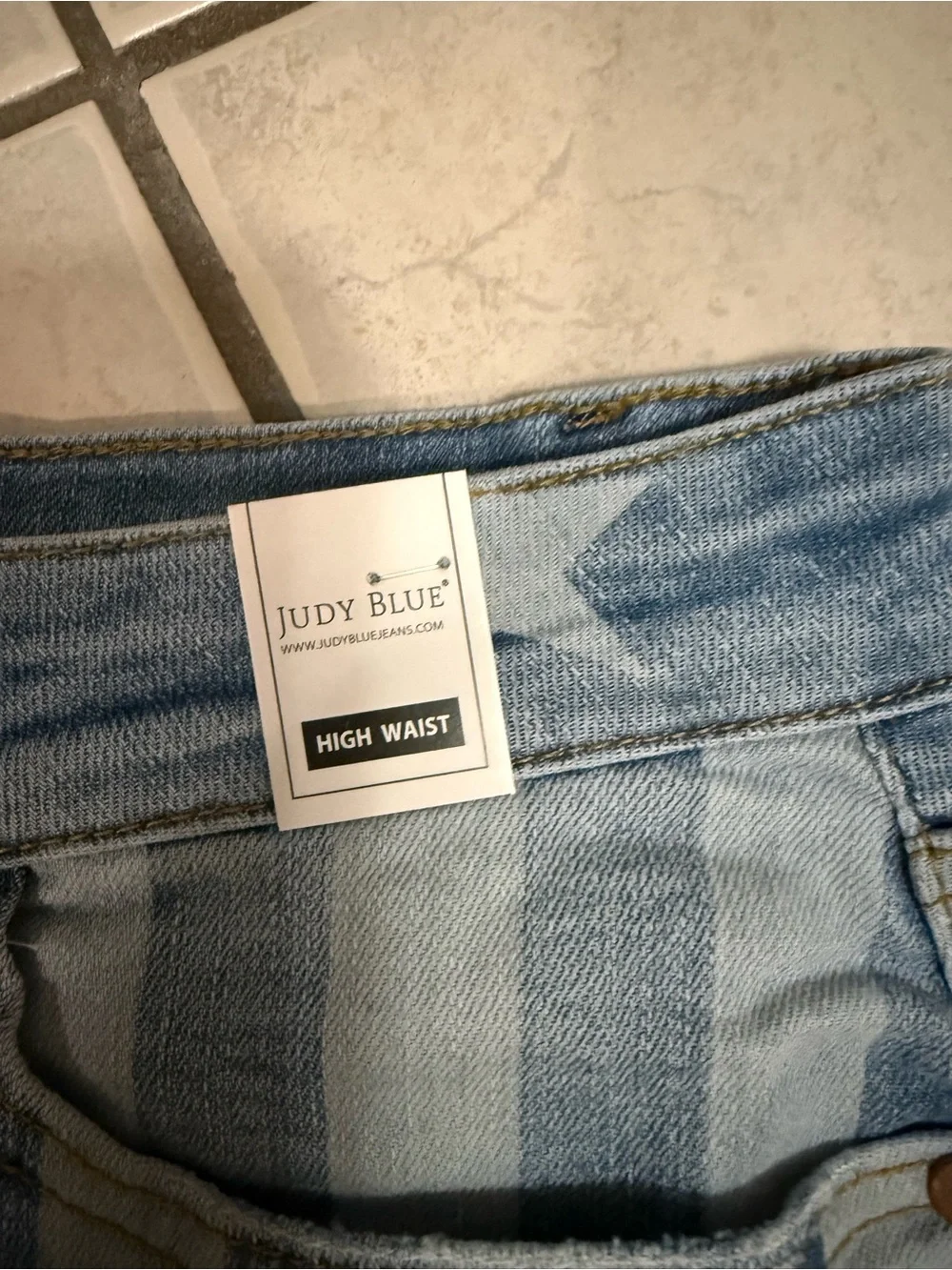 Judy Blue Two-Tone Stars & Stripes Denim Mini Skirt - Light Blue - Picture 2 of 4
